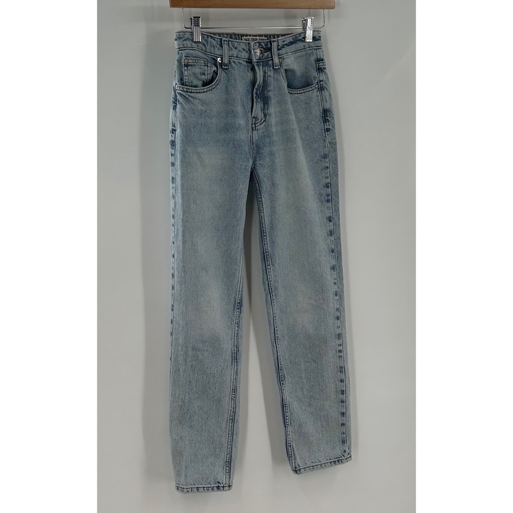 We The Free Free People Pacifica High Rise Straight Leg Jeans Light Wash Blue 24